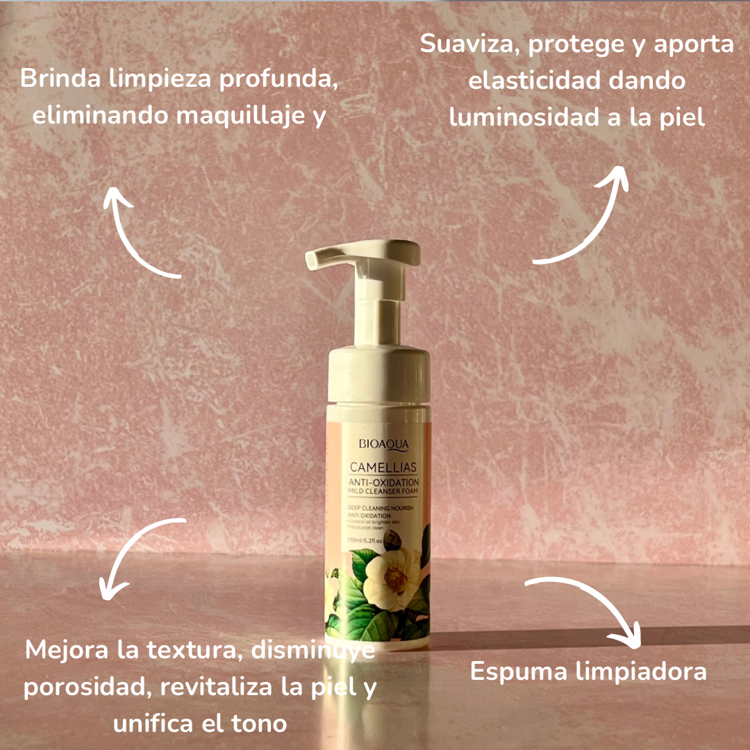 Espuma limpiadora antioxidante de camelia