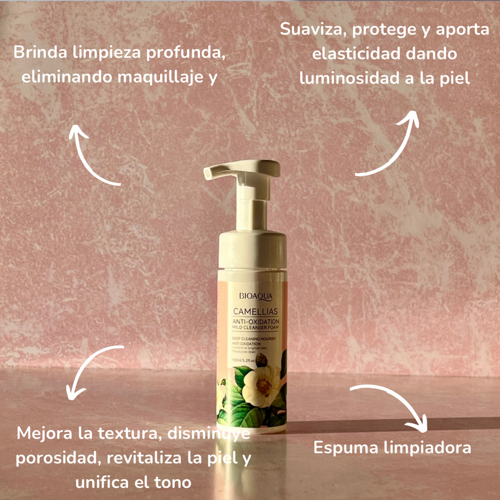 Espuma limpiadora antioxidante de camelia