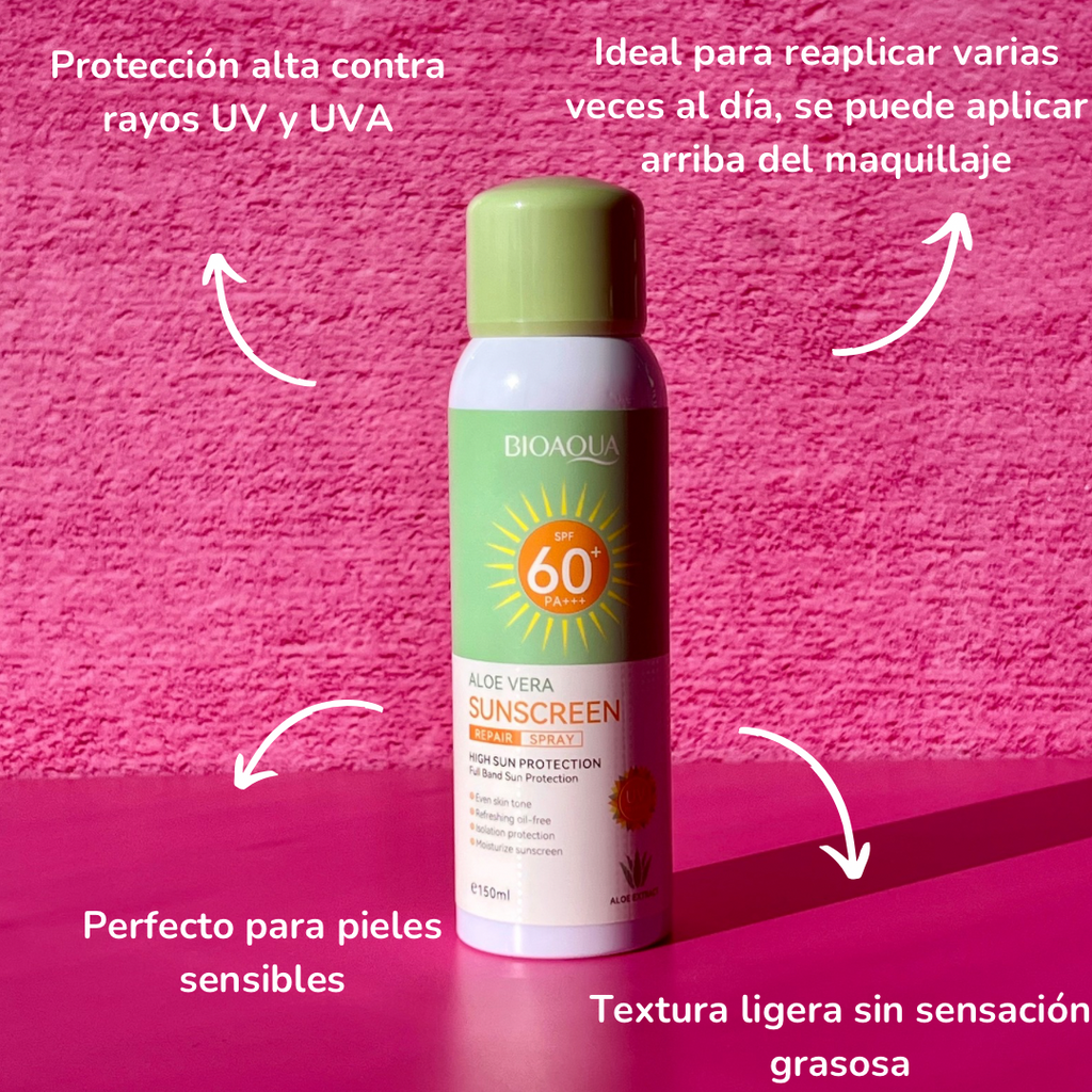 Protector solar en spray 60 FPS con aloe